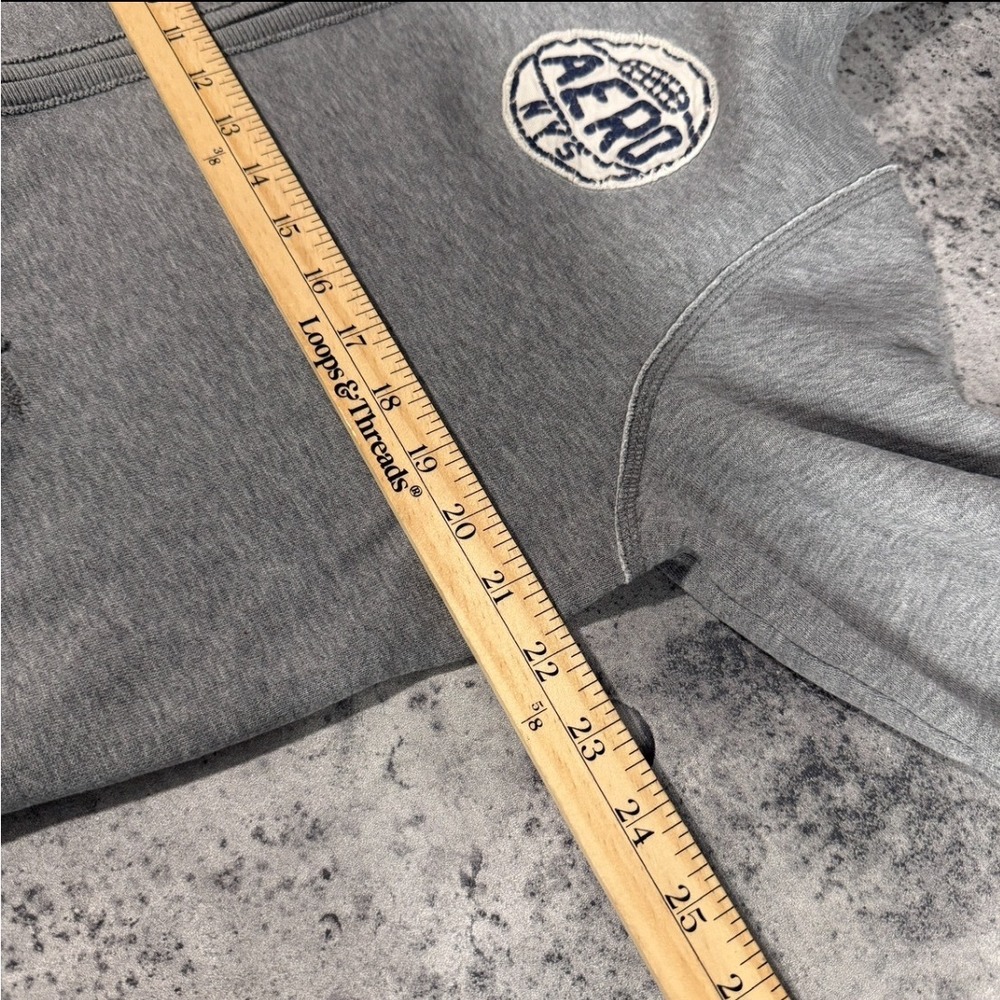 Aeropostale Mens Gray Full Zip Hoodie Aero 3 Applique Fleece Sweatshirt Medium - Picture 4 of 5